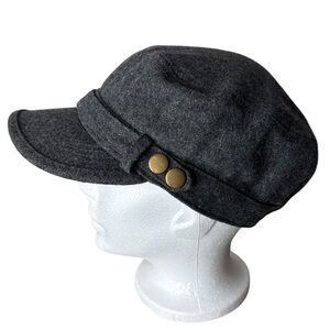 Charcoal Grey Wool Newsboy Poorboy Cloche Hat 50’s Retro Gatsby Baker Boy